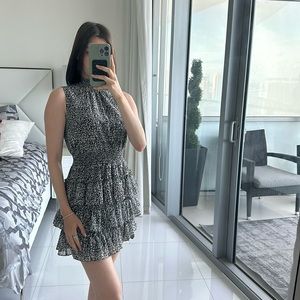 Express Black / White Ruffle Dress